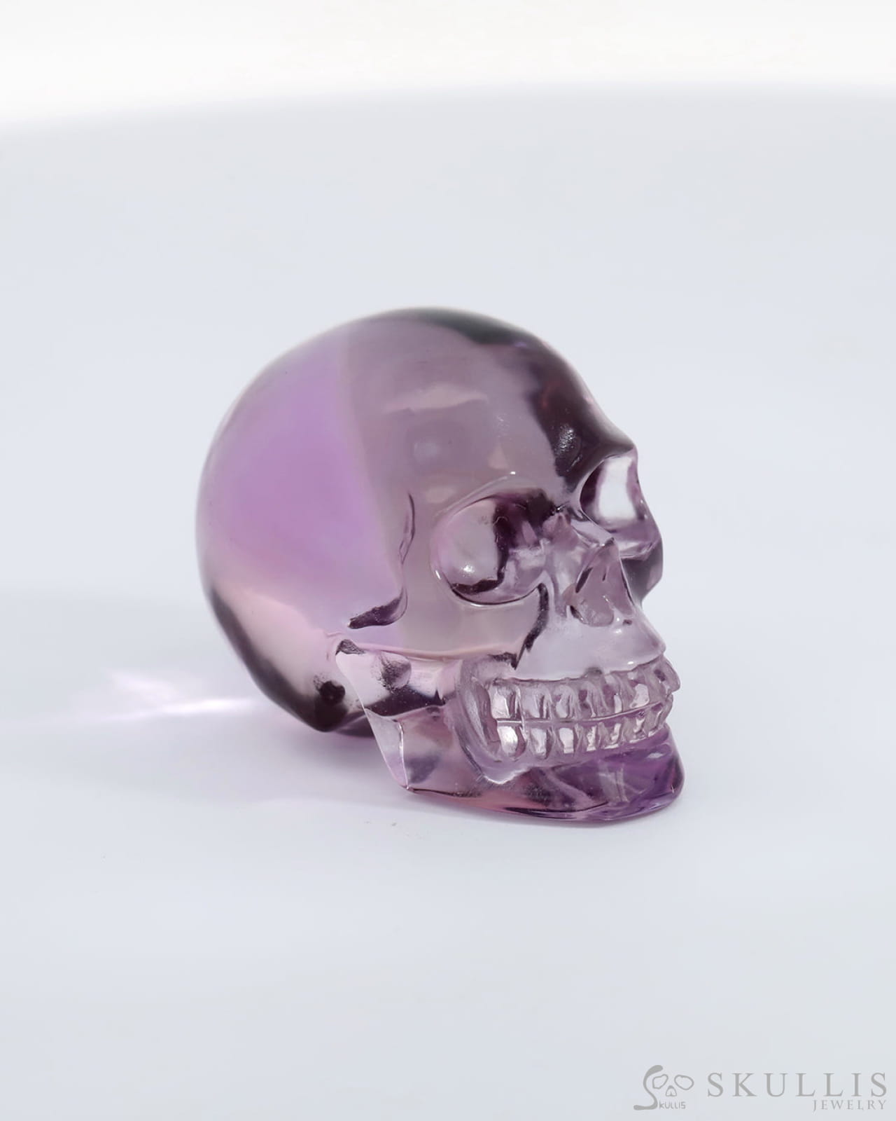 Gem Skull Of Amethyst Carved Realistic Tiny Gemstone