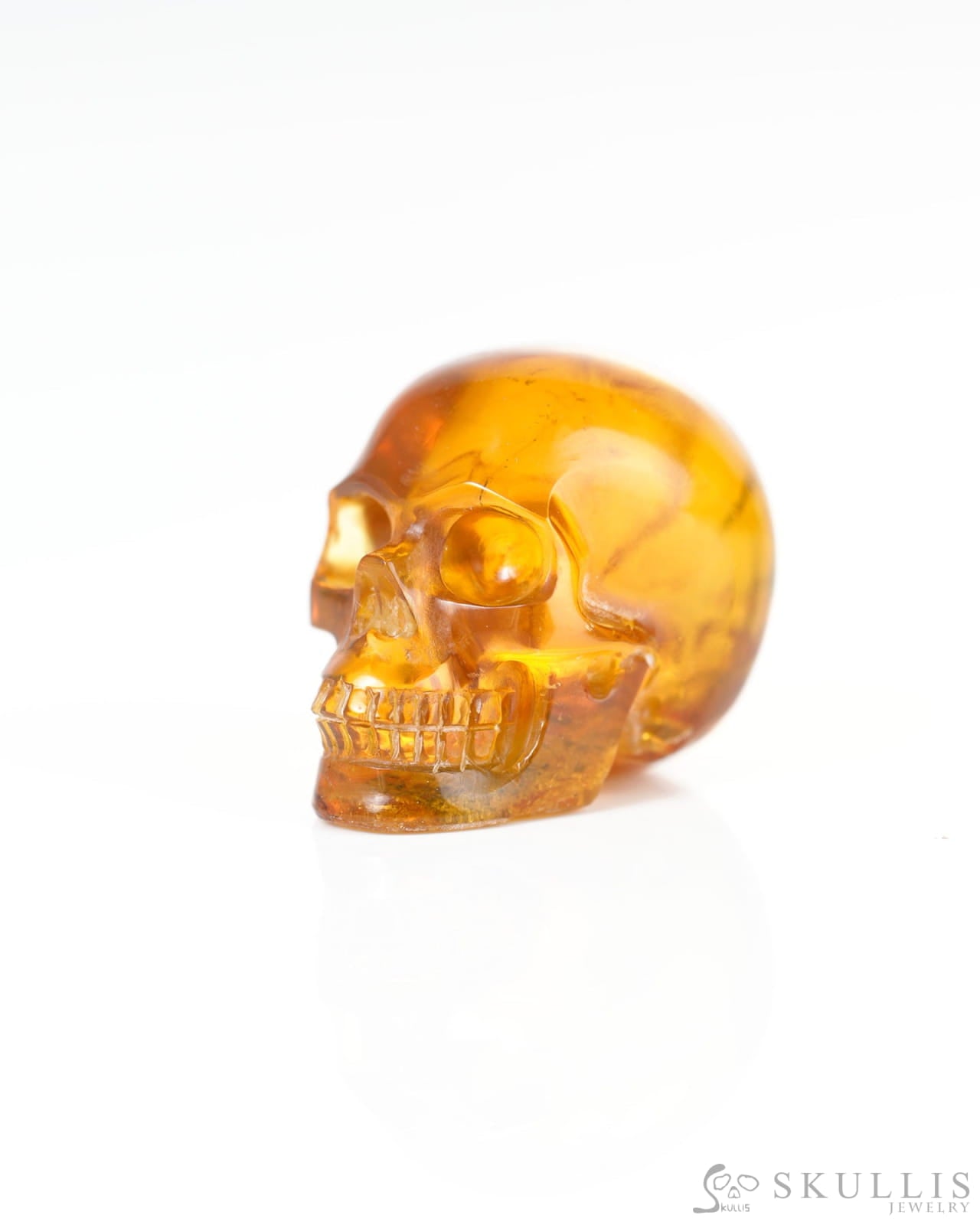 1.1’’ Baltic Amber Carved Gem Skull Skullis Realistic - 9800344 Tiny Gemstone Skull
