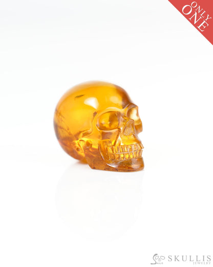1.1’’ Baltic Amber Carved Gem Skull Skullis Realistic - 9800344 Tiny Gemstone Skull
