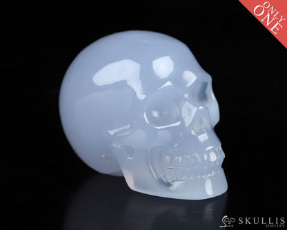 Gem Skull Of Blue Chalcedony Carved Realistic Tiny Gemstone