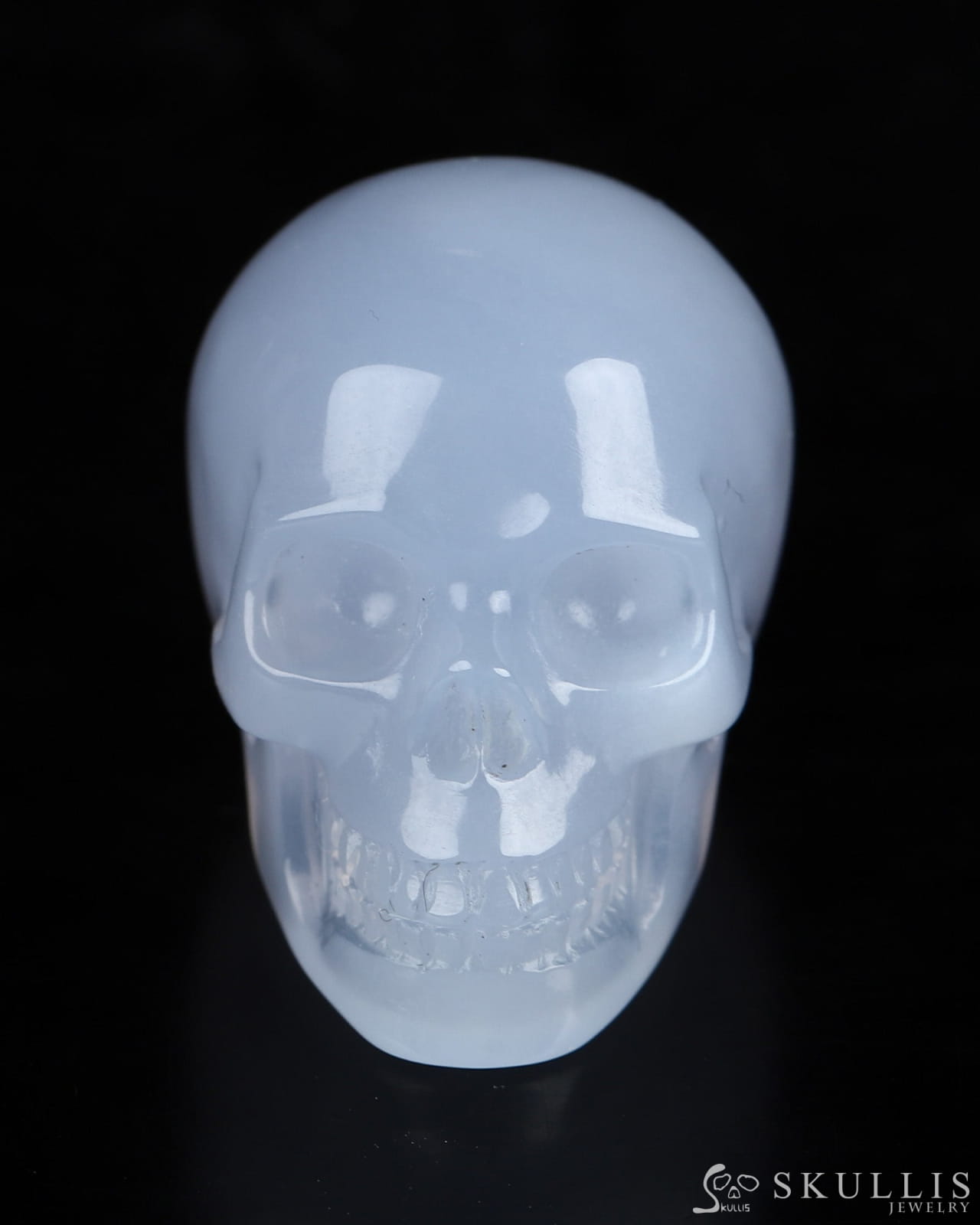 Gem Skull Of Blue Chalcedony Carved Realistic Tiny Gemstone