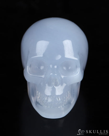 Gem Skull Of Blue Chalcedony Carved Realistic Tiny Gemstone