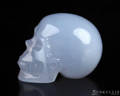 Gem Skull Of Blue Chalcedony Carved Realistic Tiny Gemstone