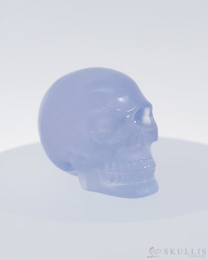 Gem Skull Of Blue Chalcedony Carved Realistic Tiny Gemstone