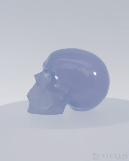 Gem Skull Of Blue Chalcedony Carved Realistic Tiny Gemstone