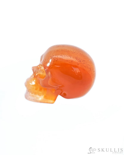 1.1’’ Carnelian Carved Gem Skull Skullis Realistic - 9500091 Tiny Gemstone