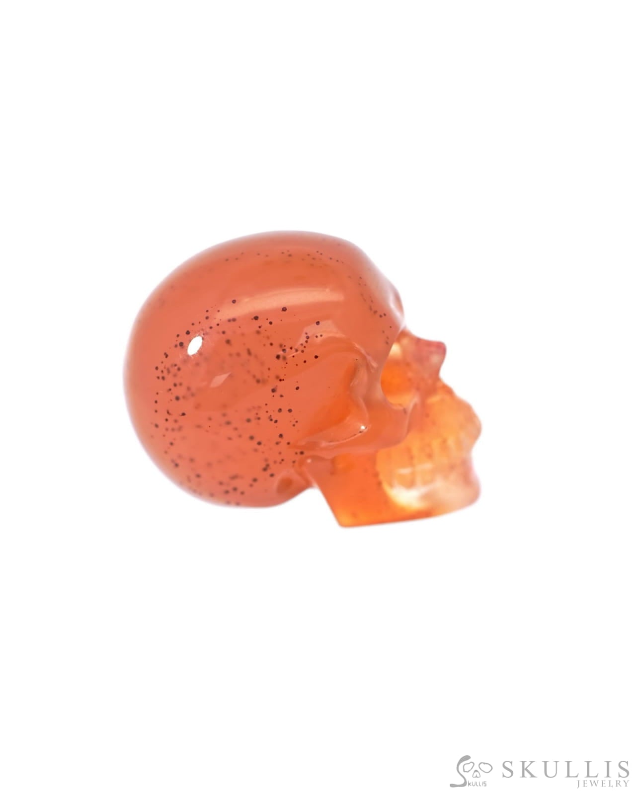 1.1’’ Carnelian Carved Gem Skull Skullis Realistic - 9500091 Tiny Gemstone