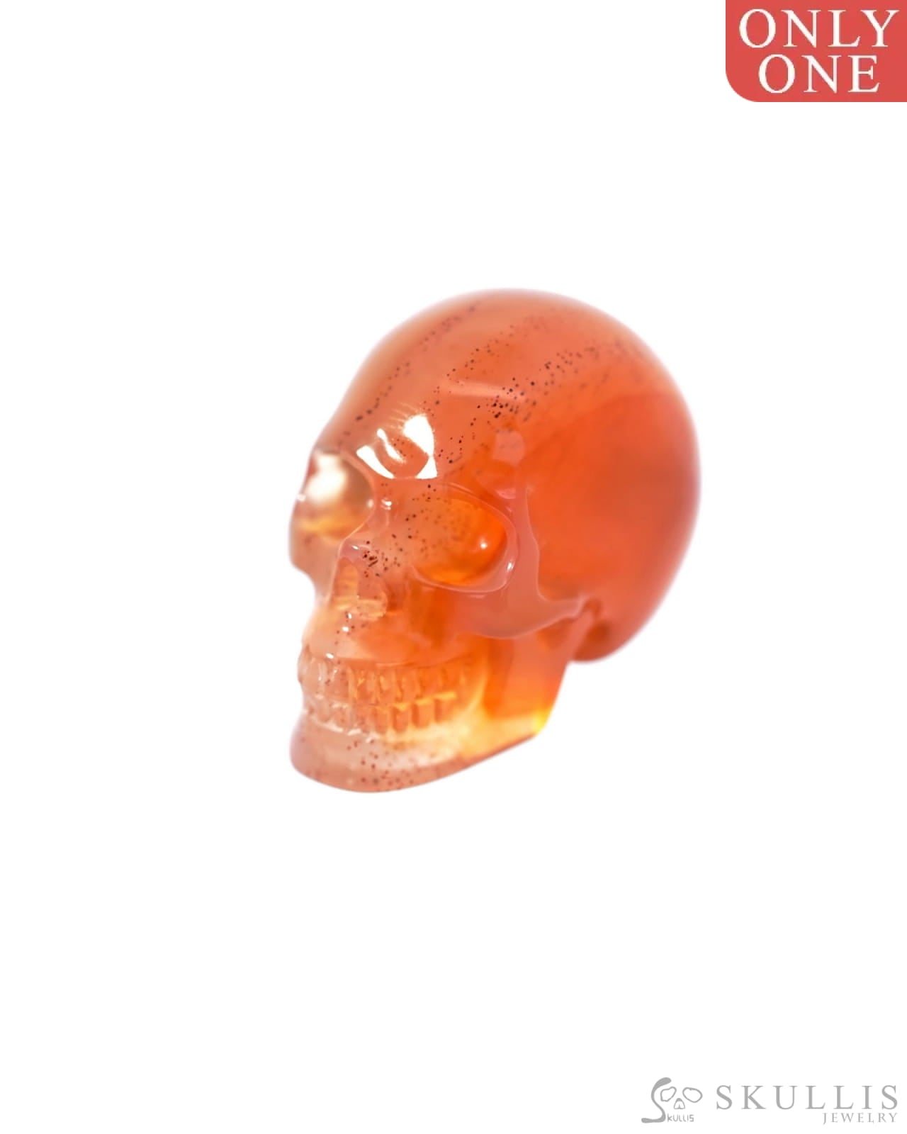 1.1’’ Carnelian Carved Gem Skull Skullis Realistic - 9500091 Tiny Gemstone