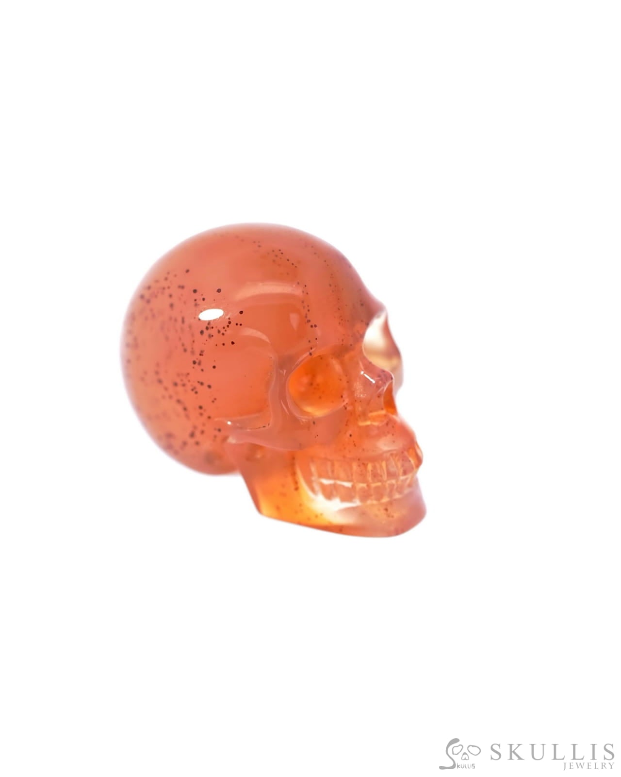 1.1’’ Carnelian Carved Gem Skull Skullis Realistic - 9500091 Tiny Gemstone
