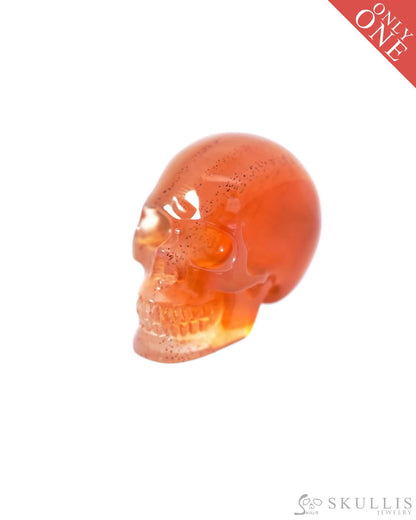 1.1’’ Carnelian Carved Gem Skull Skullis Realistic - 9500091 Tiny Gemstone