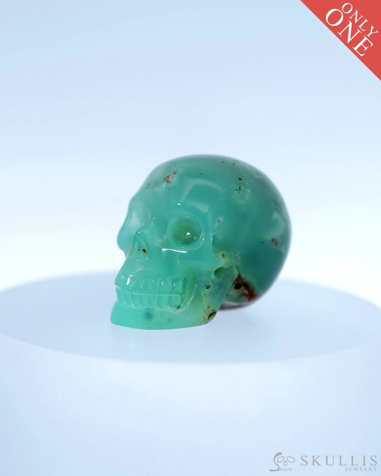 1.1’’ Chrysoprase Carved Gem Skull Skullis Realistic - 9800091 Tiny Gemstone
