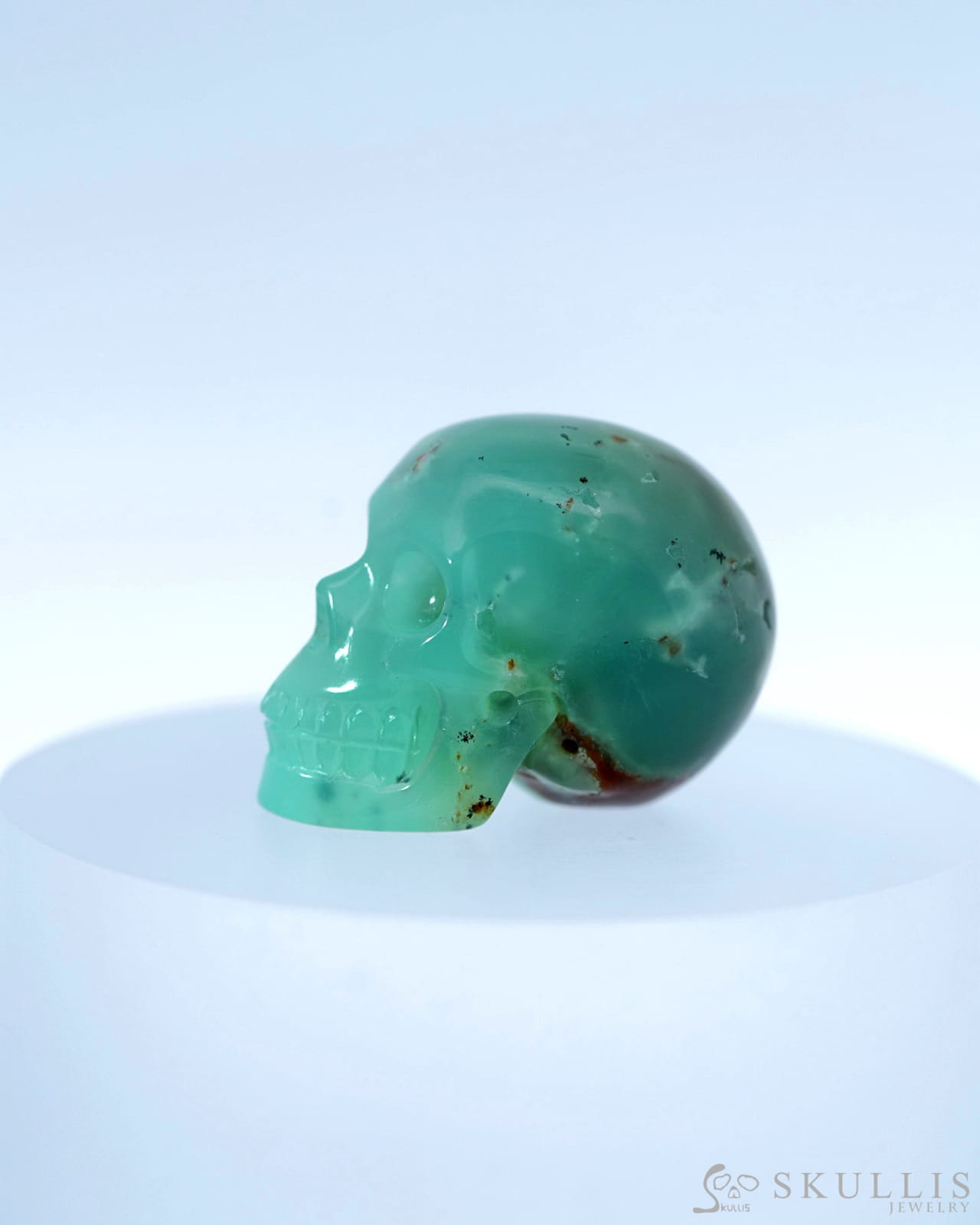 1.1’’ Chrysoprase Carved Gem Skull Skullis Realistic - 9800091 Tiny Gemstone