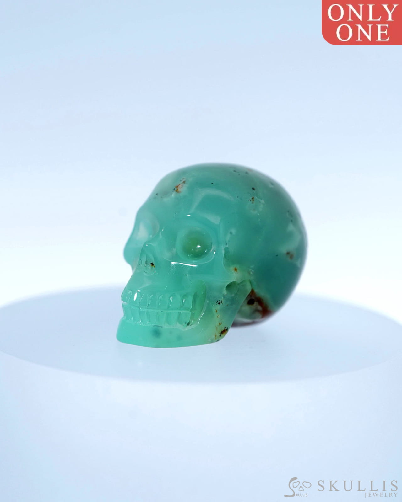 1.1’’ Chrysoprase Carved Gem Skull Skullis Realistic - 9800091 Tiny Gemstone