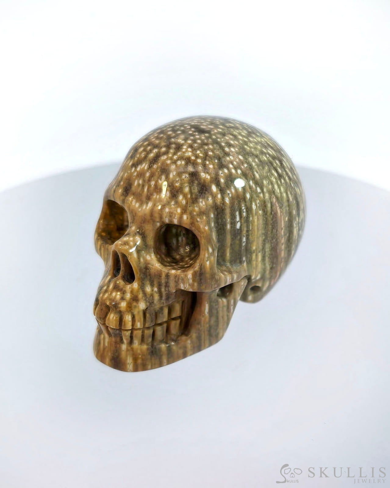 Gem Skull Of Coral Fossil Carved Realistic Tiny Gemstone