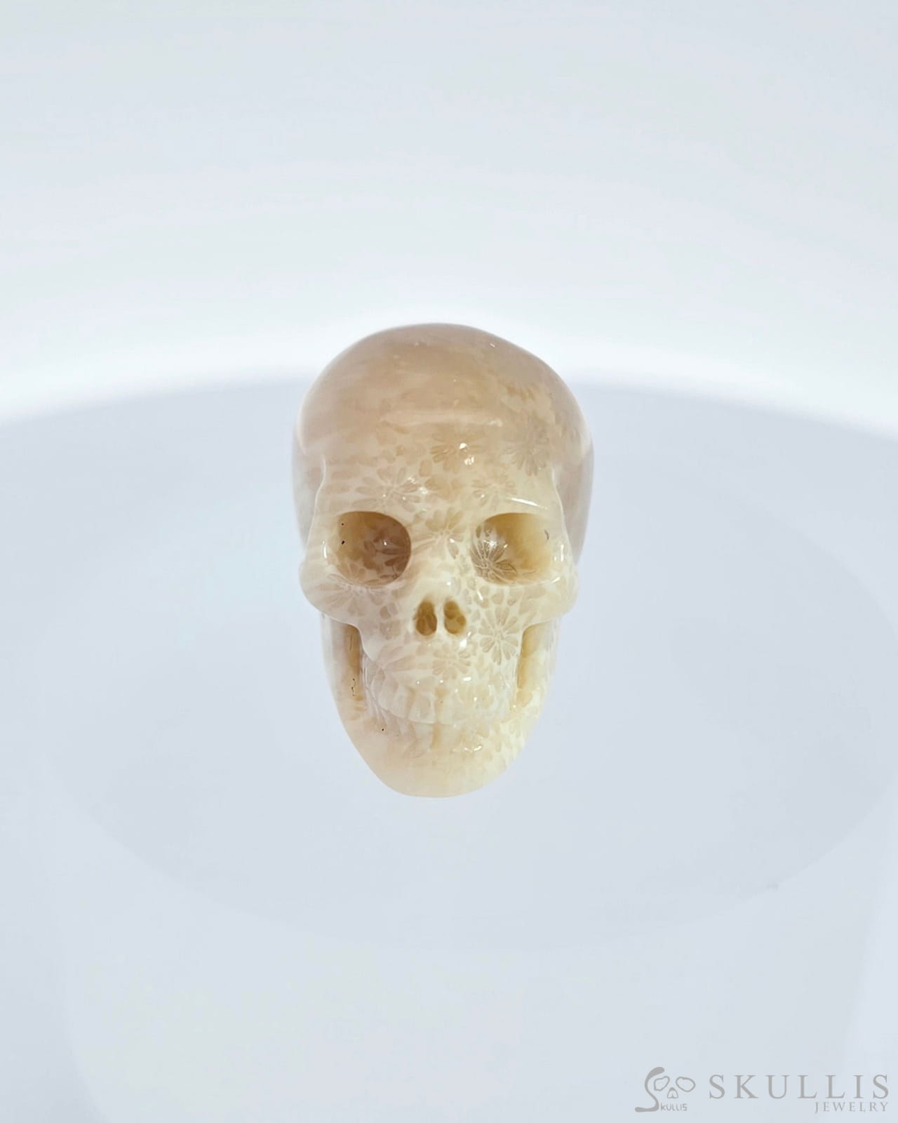 1.1’’ Coral Fossil Carved Gem Skull Skullis Realistic - I9500068 Tiny Gemstone