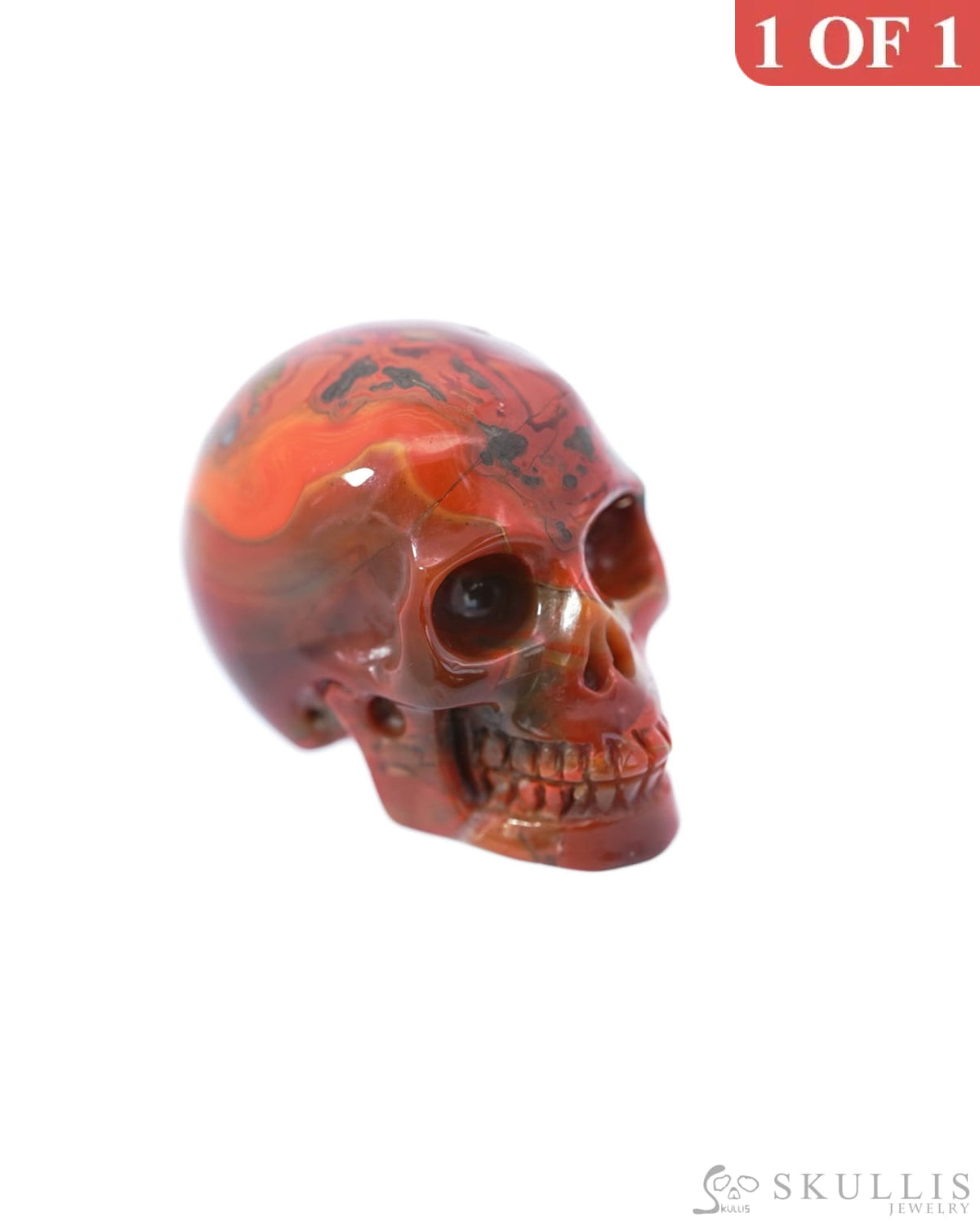 1.1’’ Empire Red Agate Carved Gem Skull Skullis Realistic - 9500090 Tiny Gemstone