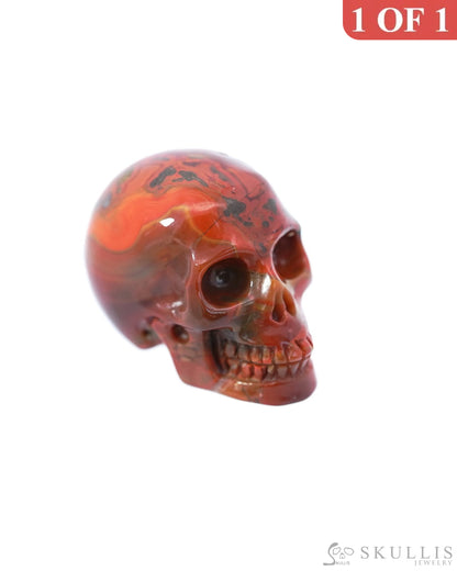 1.1’’ Empire Red Agate Carved Gem Skull Skullis Realistic - 9500090 Tiny Gemstone