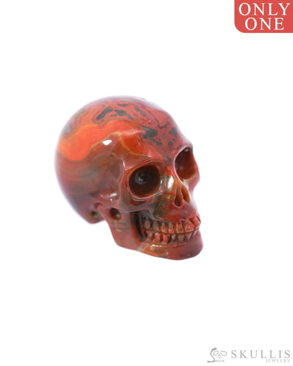 1.1’’ Empire Red Agate Carved Gem Skull Skullis Realistic - 9500090 Tiny Gemstone