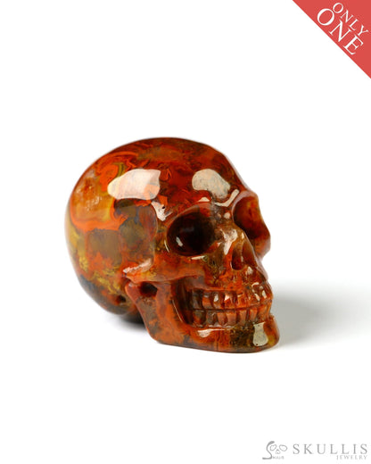 1.1’’ Red Crazy Lace Agate Carved Gem Skull Skullis Realistic - 9800021 Tiny Gemstone