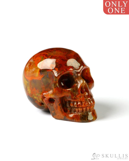 1.1’’ Red Crazy Lace Agate Carved Gem Skull Skullis Realistic - 9800021 Tiny Gemstone