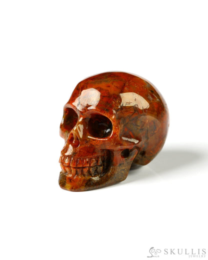 1.1’’ Red Crazy Lace Agate Carved Gem Skull Skullis Realistic - 9800021 Tiny Gemstone