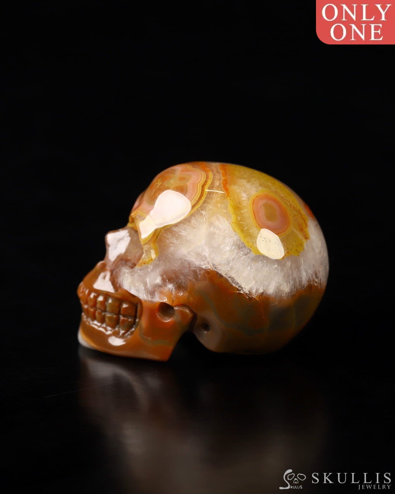 1.1’’ Empire Red Agate Carved Gem Skull Skullis Realistic - 9800024 Tiny Gemstone