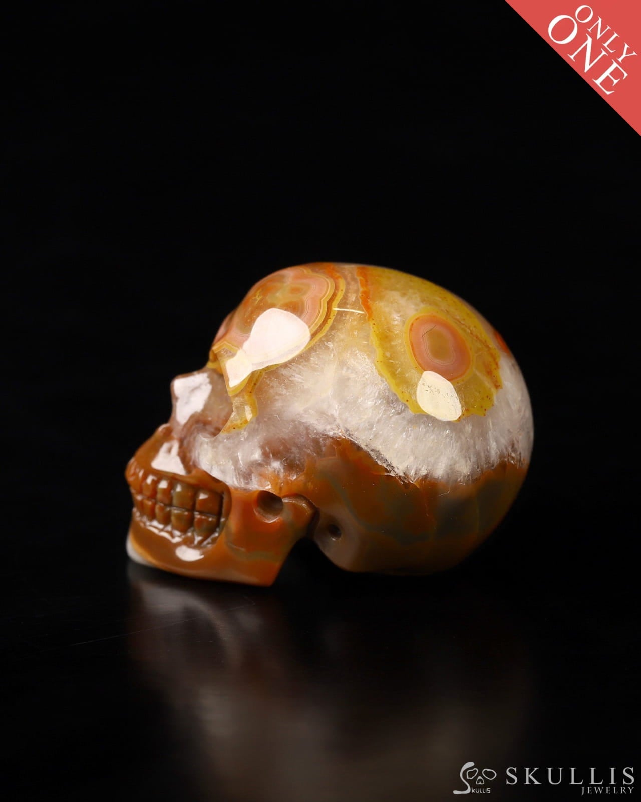 1.1’’ Empire Red Agate Carved Gem Skull Skullis Realistic - 9800024 Tiny Gemstone