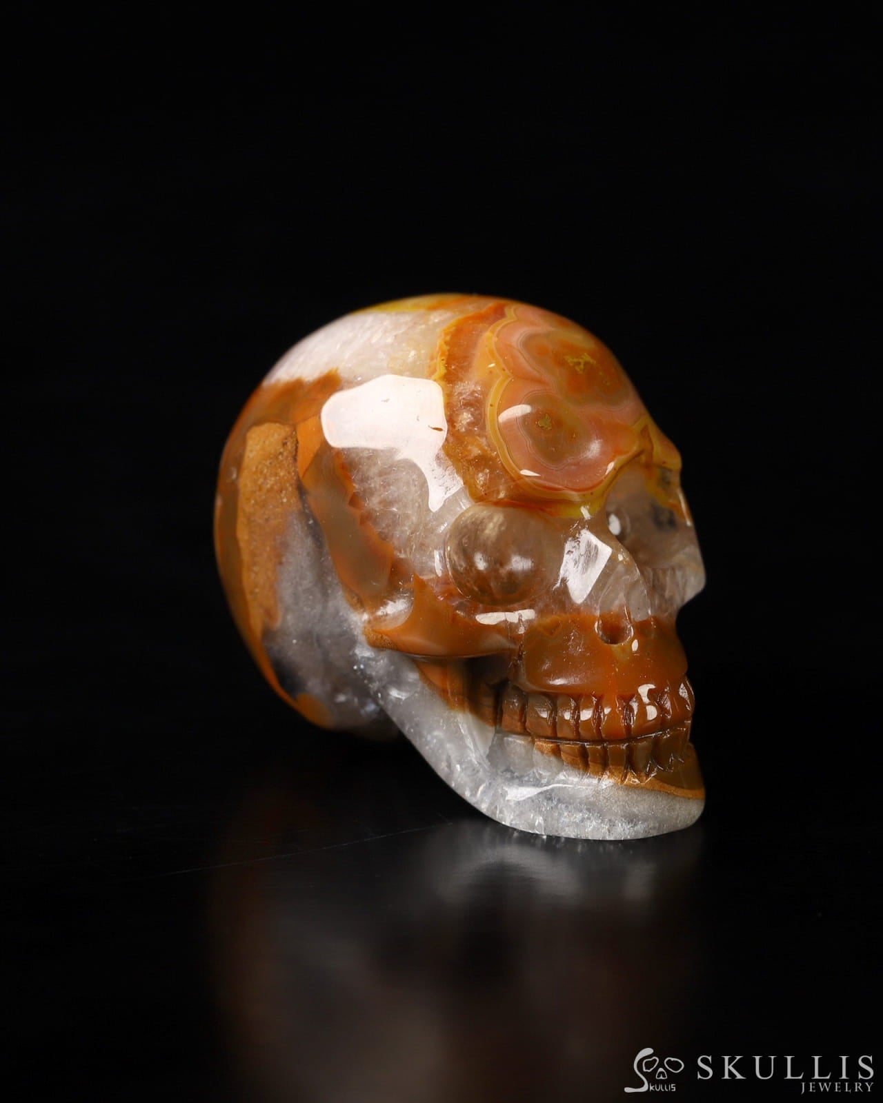 1.1’’ Empire Red Agate Carved Gem Skull Skullis Realistic - 9800024 Tiny Gemstone