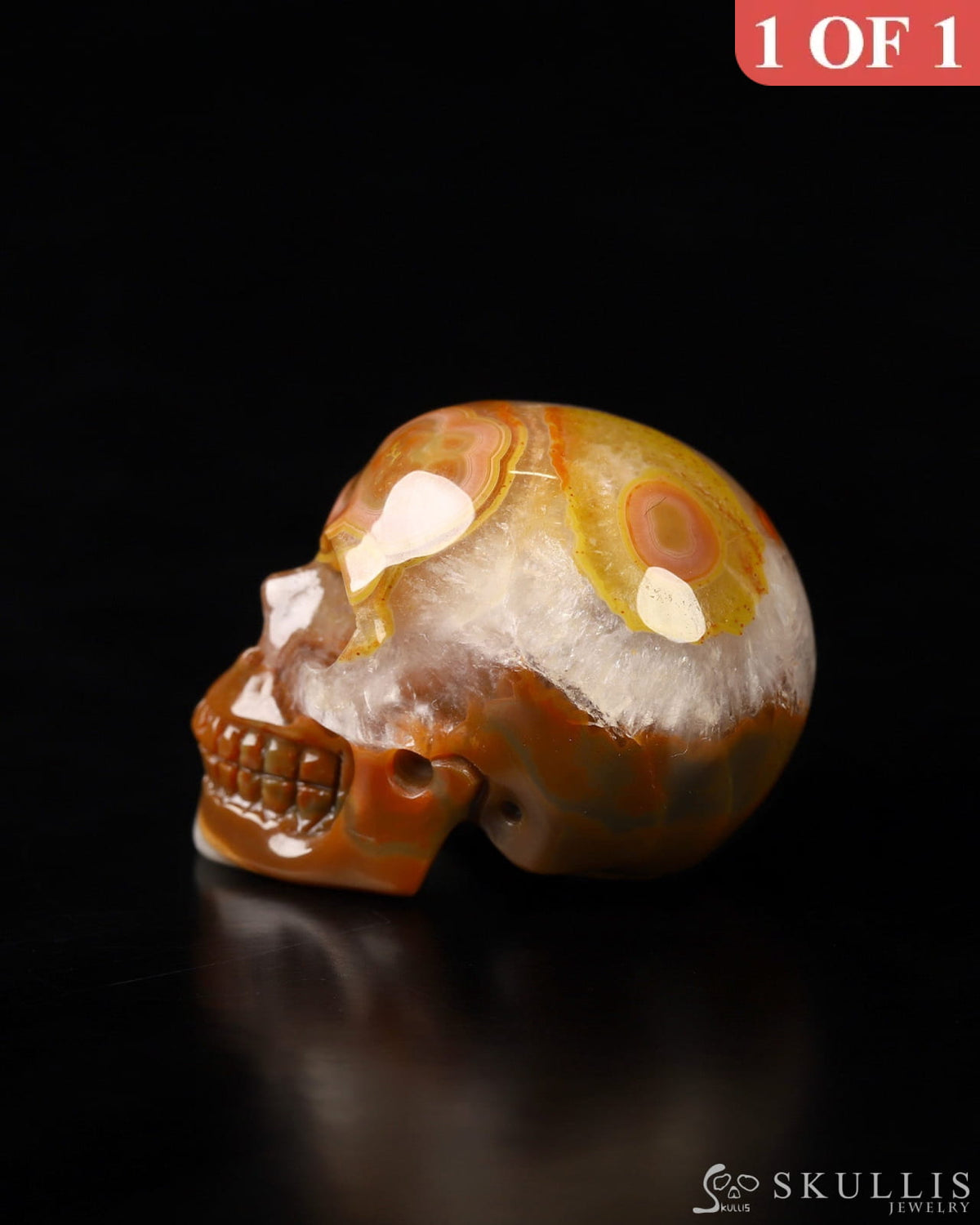 1.1’’ Empire Red Agate Carved Gem Skull Skullis Realistic - 9800024 Tiny Gemstone