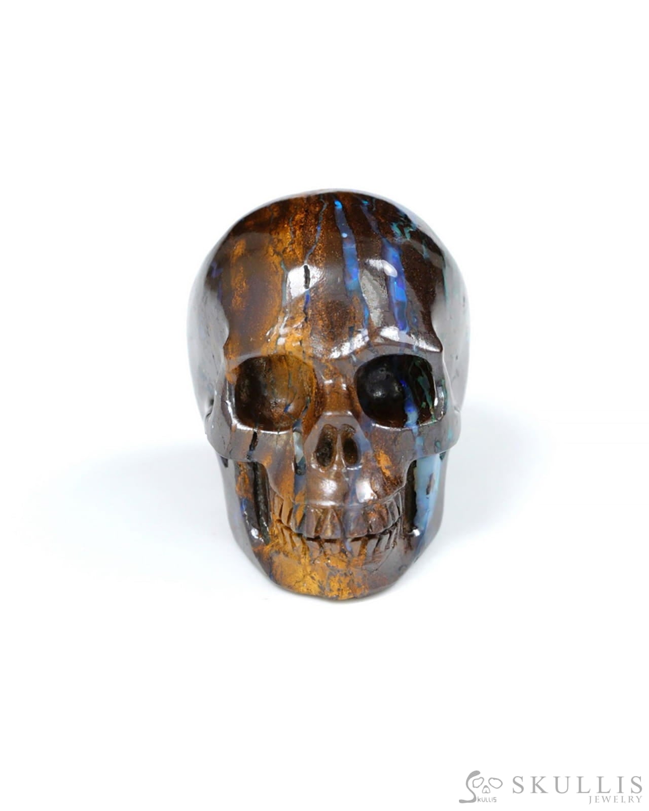 1.1’’ Matrix Opal Carved Gem Skull Skullis Realistic - 9500267 Tiny Gemstone Skull