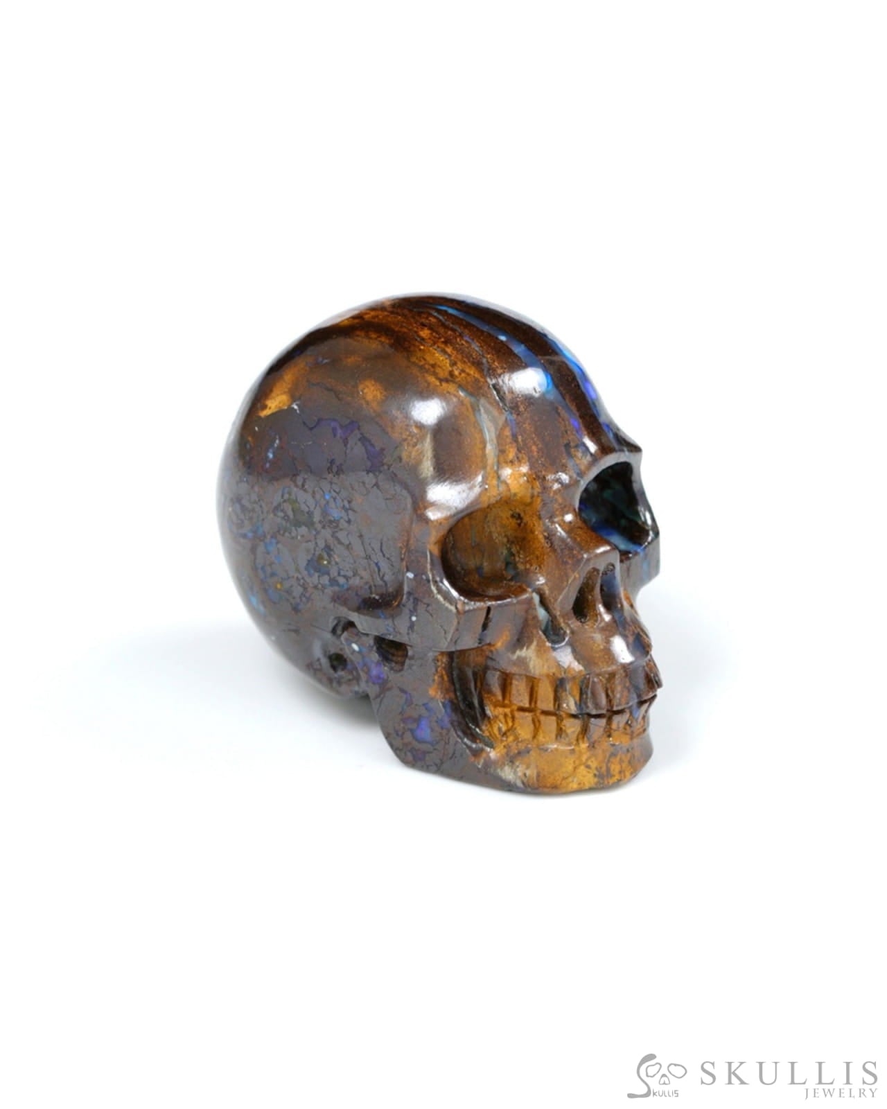 1.1’’ Matrix Opal Carved Gem Skull Skullis Realistic - 9500267 Tiny Gemstone Skull
