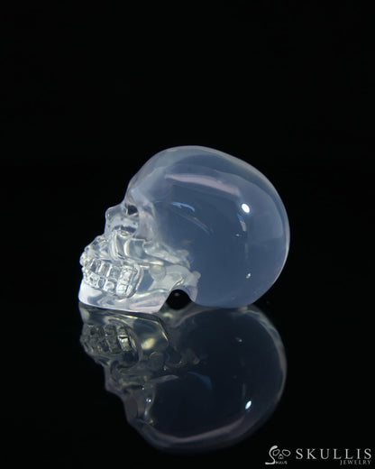 1.1’’ Milky Quartz Carved Gem Skull Skullis Realistic - 0500036 Tiny Gemstone Skull