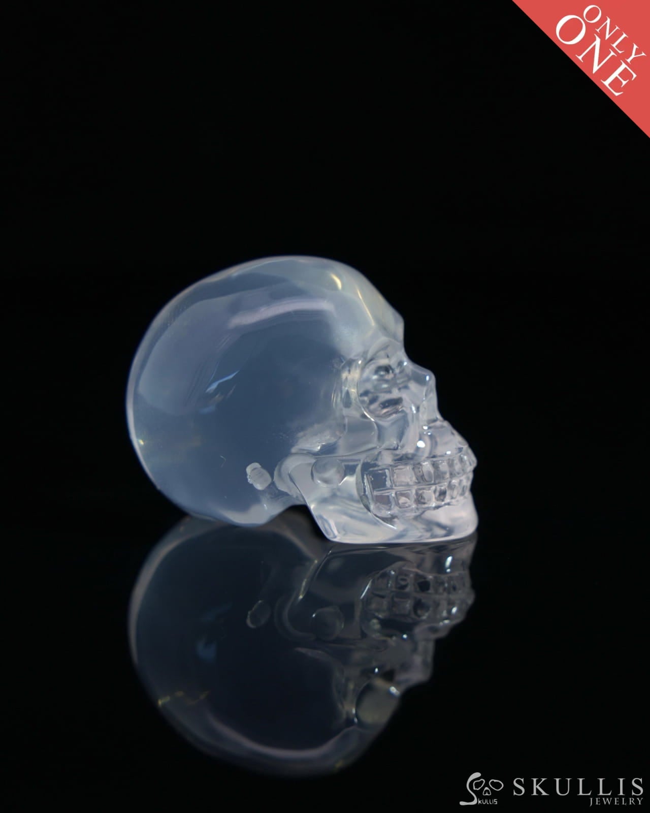 1.1’’ Milky Quartz Carved Gem Skull Skullis Realistic - 0500036 Tiny Gemstone Skull