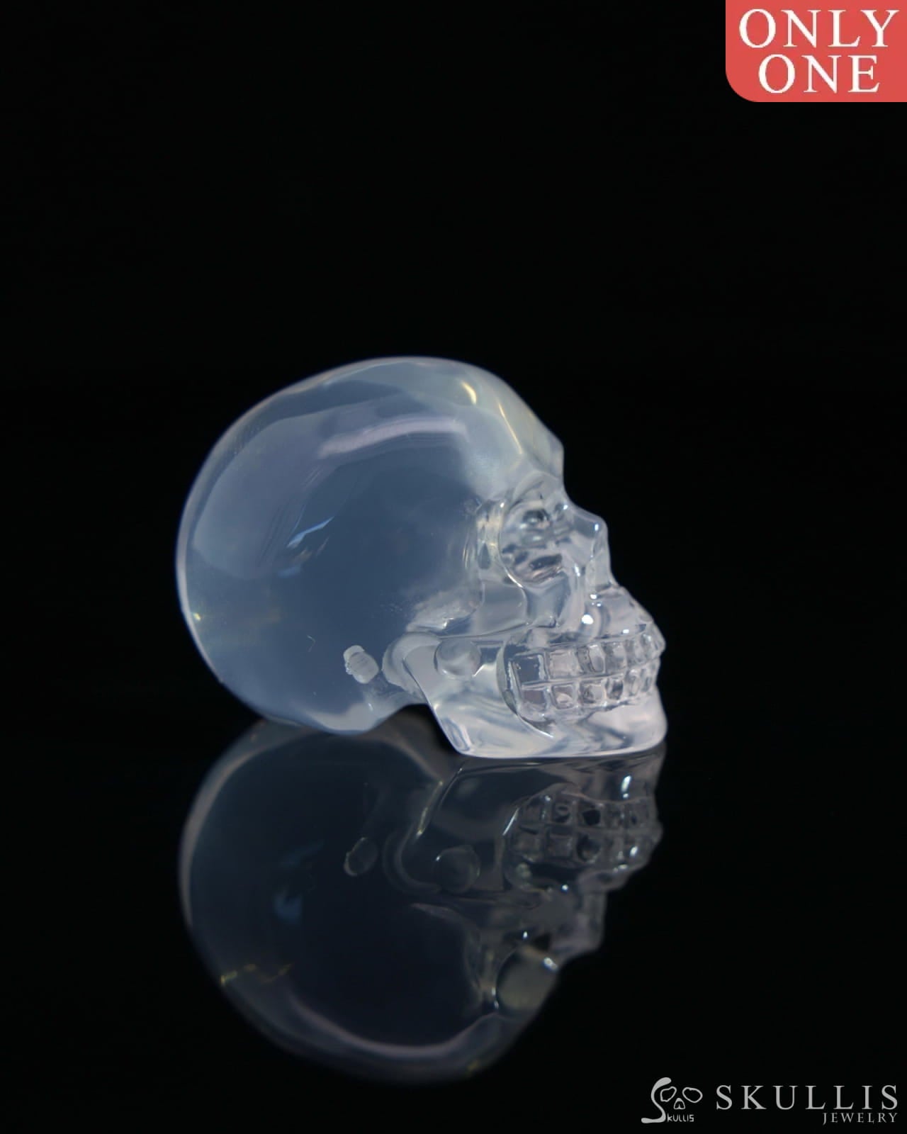 1.1’’ Milky Quartz Carved Gem Skull Skullis Realistic - 0500036 Tiny Gemstone Skull