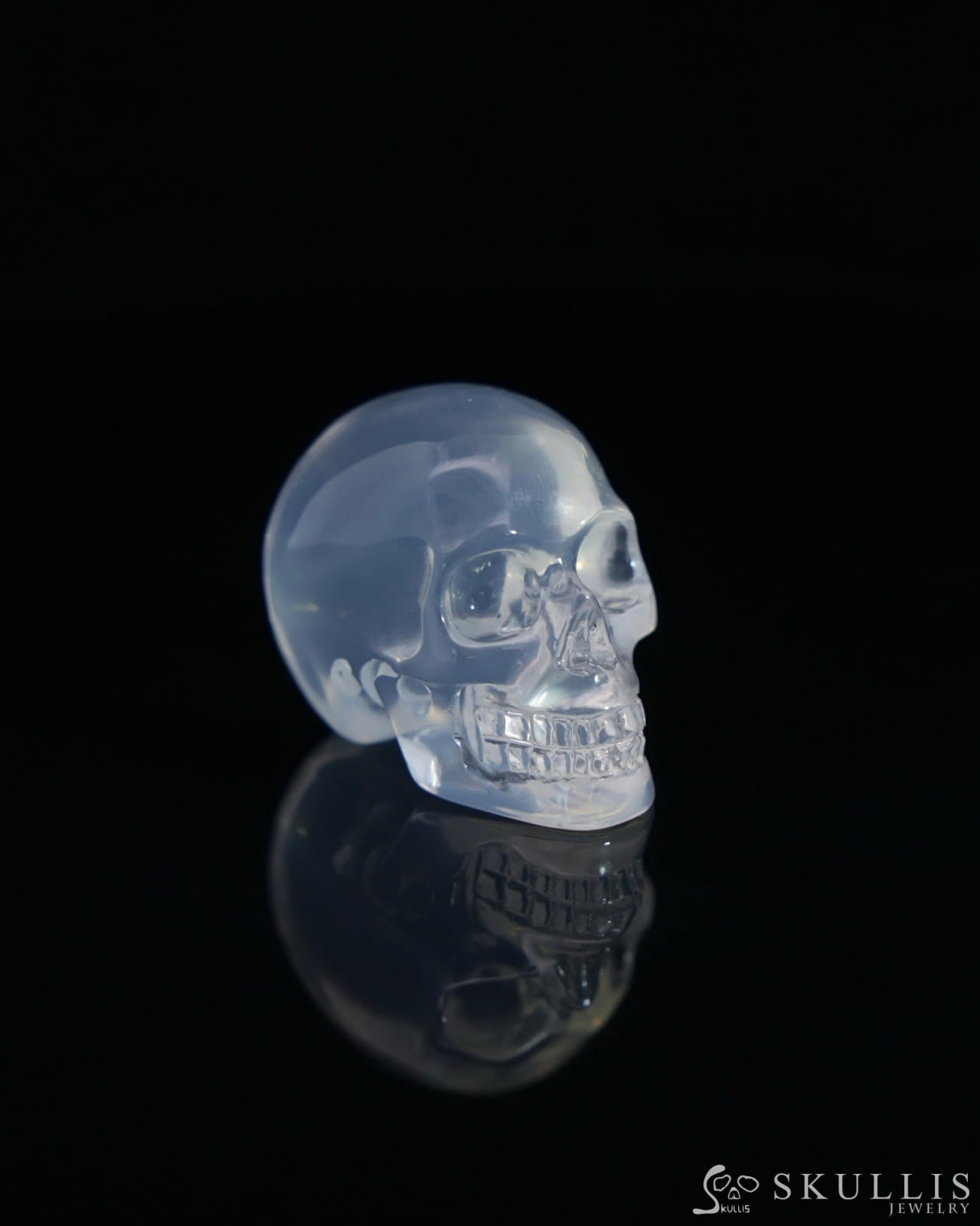 1.1’’ Milky Quartz Carved Gem Skull Skullis Realistic - 0500036 Tiny Gemstone Skull