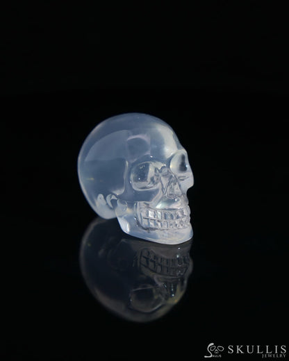 1.1’’ Milky Quartz Carved Gem Skull Skullis Realistic - 0500036 Tiny Gemstone Skull