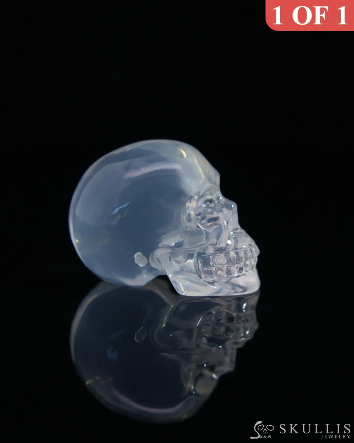 1.1’’ Milky Quartz Carved Gem Skull Skullis Realistic - 0500036 Tiny Gemstone Skull