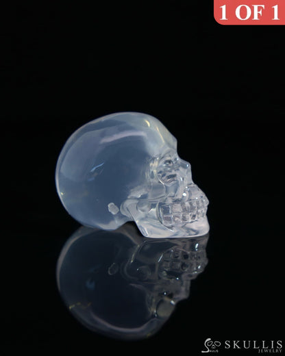 1.1’’ Milky Quartz Carved Gem Skull Skullis Realistic - 0500036 Tiny Gemstone Skull