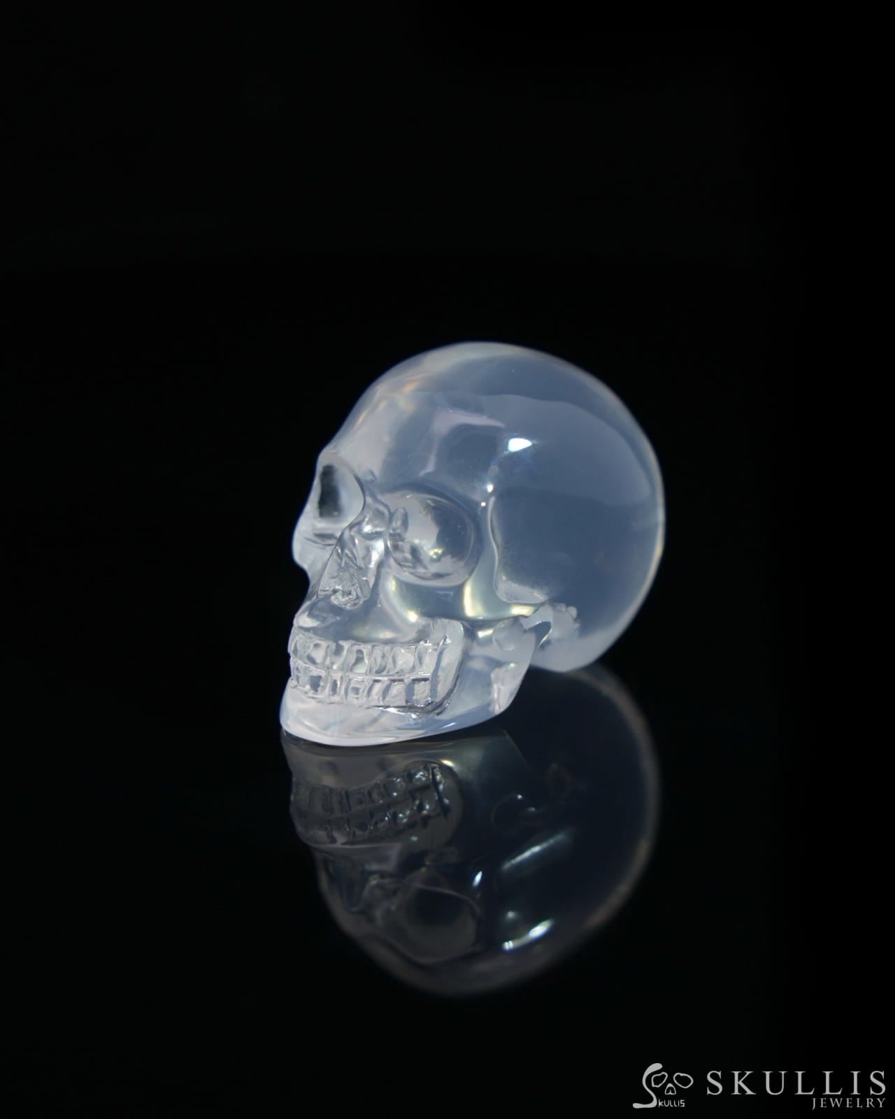 1.1’’ Milky Quartz Carved Gem Skull Skullis Realistic - 0500036 Tiny Gemstone Skull