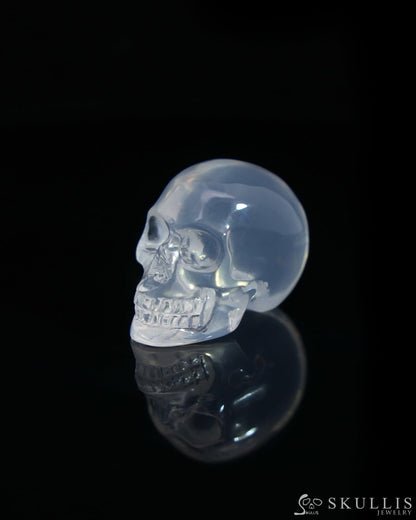 1.1’’ Milky Quartz Carved Gem Skull Skullis Realistic - 0500036 Tiny Gemstone Skull