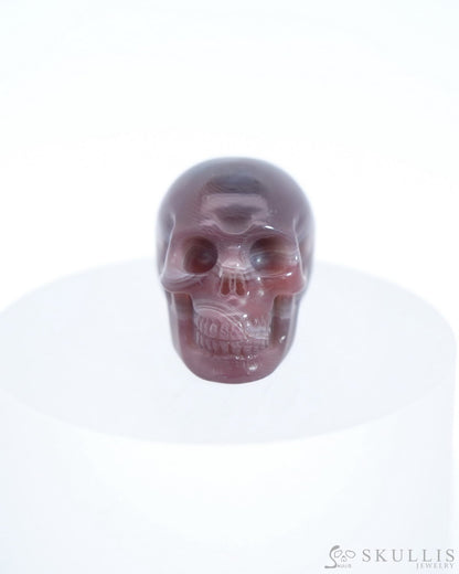 1.1’’ Mozambique Agate Carved Gem Skull Skullis Realistic - 0500034 Tiny Gemstone Skull