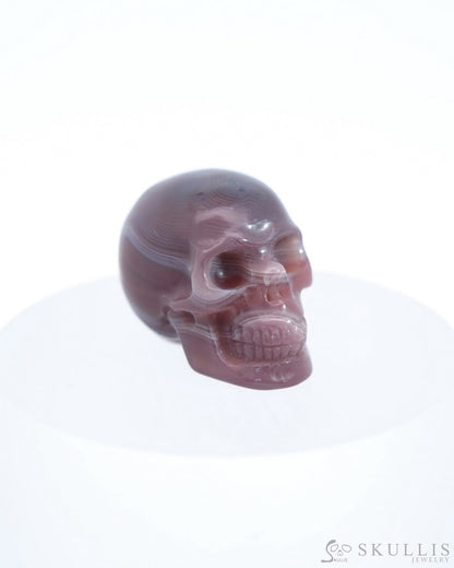 1.1’’ Mozambique Agate Carved Gem Skull Skullis Realistic - 0500034 Tiny Gemstone Skull