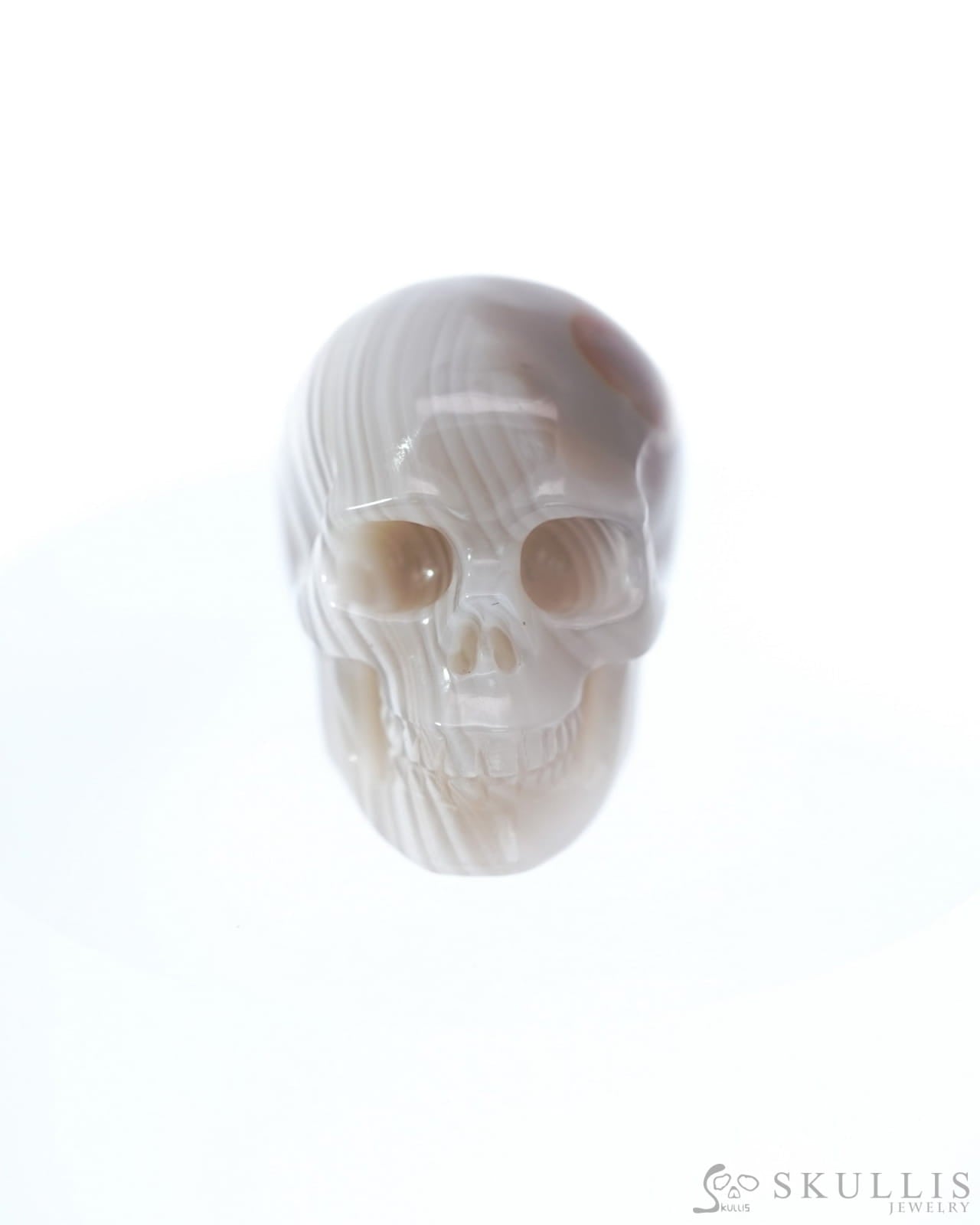 1.1’’ Mozambique Agate Carved Gem Skull Skullis Realistic - 9500094 Tiny Gemstone