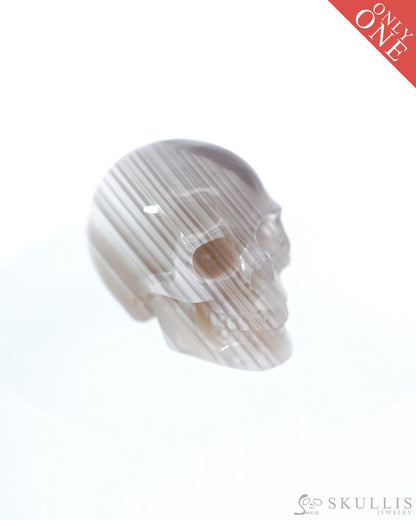 1.1’’ Mozambique Agate Carved Gem Skull Skullis Realistic - 9500094 Tiny Gemstone