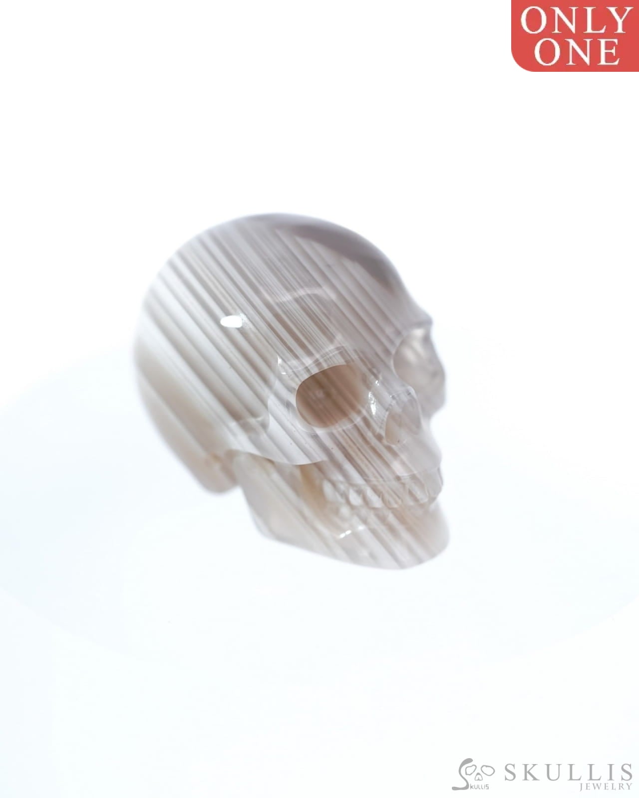1.1’’ Mozambique Agate Carved Gem Skull Skullis Realistic - 9500094 Tiny Gemstone