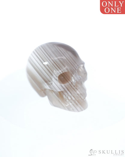 1.1’’ Mozambique Agate Carved Gem Skull Skullis Realistic - 9500094 Tiny Gemstone