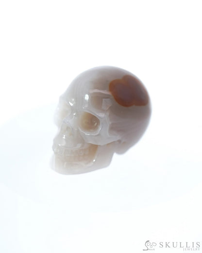 1.1’’ Mozambique Agate Carved Gem Skull Skullis Realistic - 9500094 Tiny Gemstone