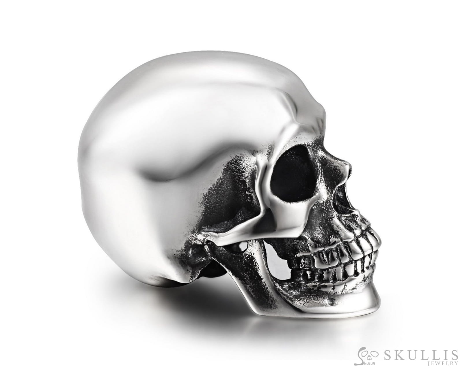 1.1’’ Oxidized & 925 Sterling Silver Skull Super Realistic - S0000848 Tiny Gemstone