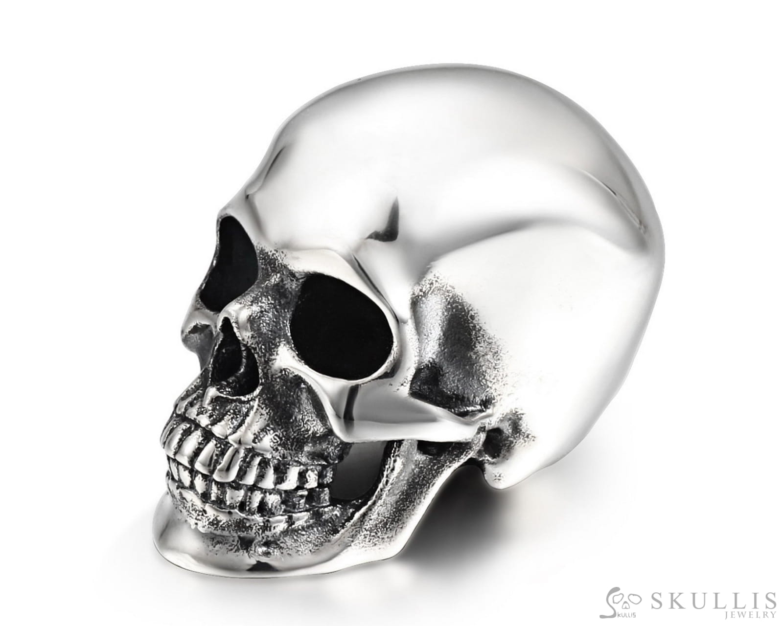 1.1’’ Oxidized & 925 Sterling Silver Skull Super Realistic - S0000848 Tiny Gemstone