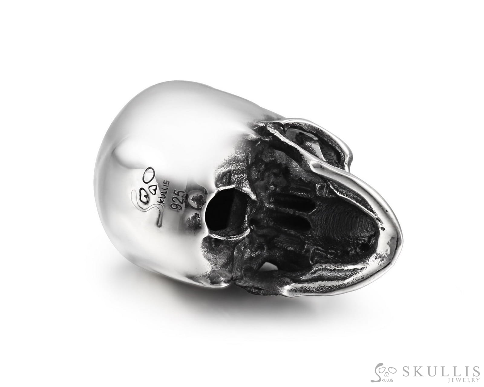 1.1’’ Oxidized & 925 Sterling Silver Skull Super Realistic - S0000848 Tiny Gemstone